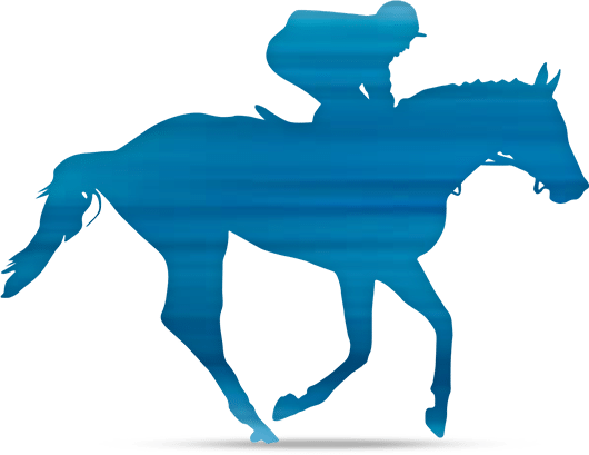 Icono de silueta de caballo representando carreras de caballos.